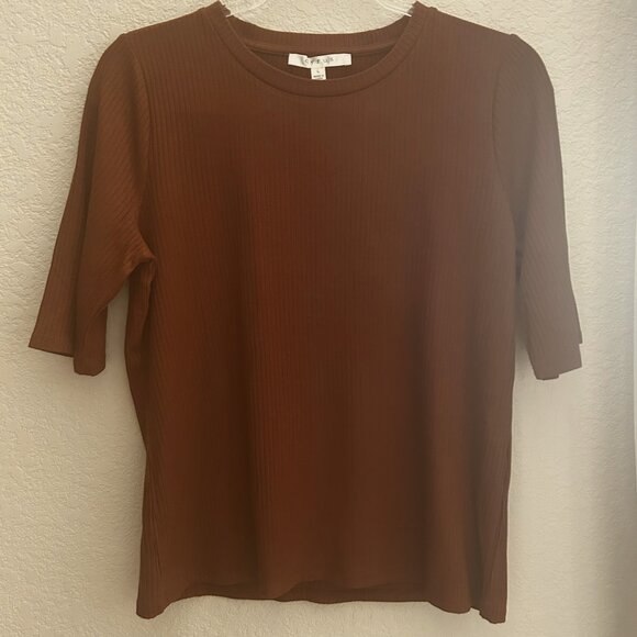 NWOT Cyrus Ribbed Brown Top Size M - Picture 4 of 5